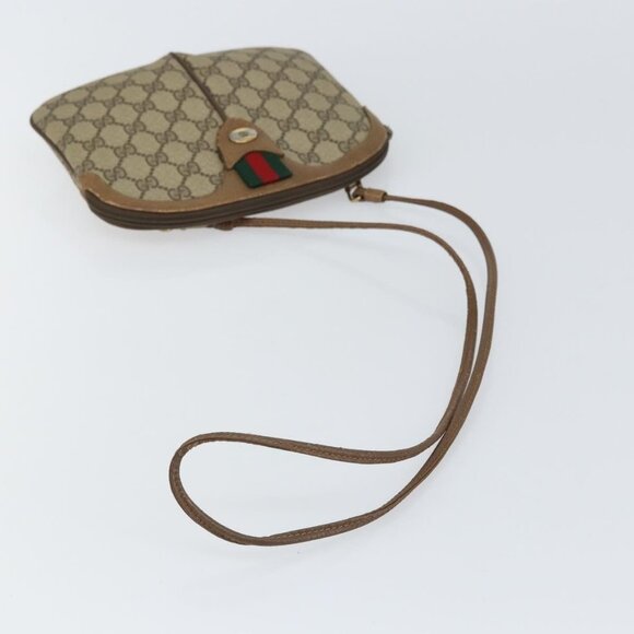 Authentic GUCCI GUCCI GG Supreme Web Sherry Line Bag PVC Beige Gold 98 02 04 - Picture 4 of 16